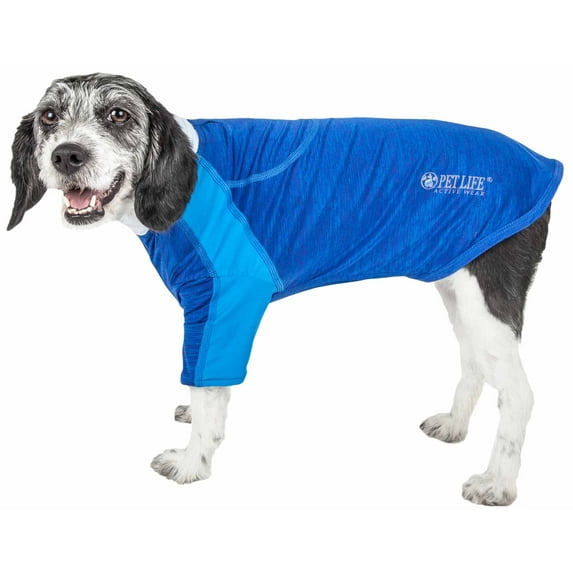 Pet Life ® Active 'Chewitt Wagassy' 4-Way-Stretch Yoga Fitness Long-Sleeve Dog T-Shirt