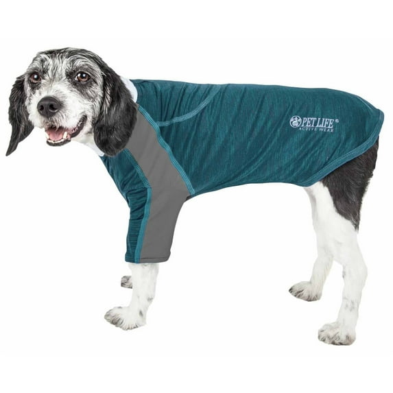 Pet Life ® Active 'Chewitt Wagassy' 4-Way-Stretch Yoga Fitness Long-Sleeve Dog T-Shirt