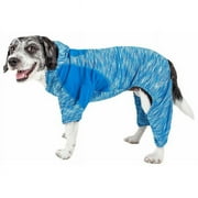 Pet Life ® Active 'Downward Dog' Heathered Performance 4-Way Stretch Two-Toned Full Body Warm Up Hoodie