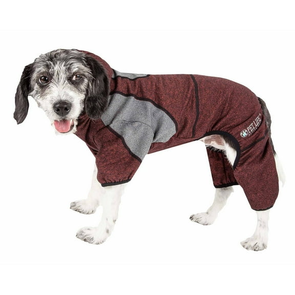 Pet Life  Active 'Fur-Breeze' Heathered Performance 4-Way Stretch Two-Toned Full Bodied Hoodie