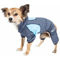 Pet Life ® Active 'Fur-Breeze' Medium-weight 4-Way-Stretch Full Body Hooded Dog Yoga sweater
