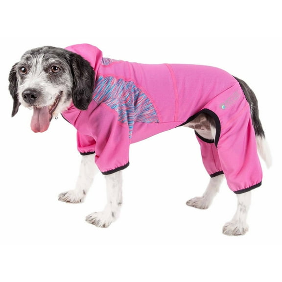 Pet Life ® Active 'Pawsterity' Mediumweight 4-Way-Stretch Yoga Fitness Dog Tracksuit Hoodie