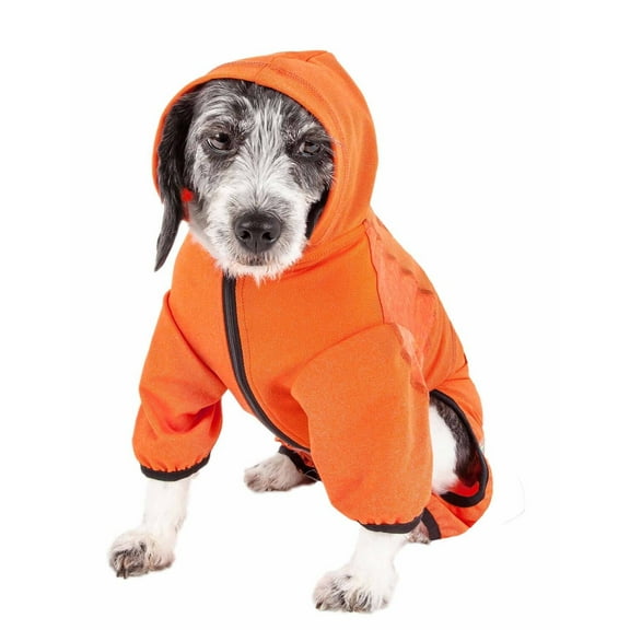 Pet Life ® Active 'Pawsterity' Mediumweight 4-Way-Stretch Yoga Fitness Dog Tracksuit Hoodie
