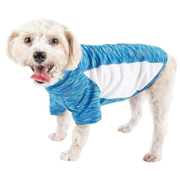 Pet Life ® Active 'Warf Speed' Heathered Ultra-Stretch Yoga Fitness Dog T-Shirt