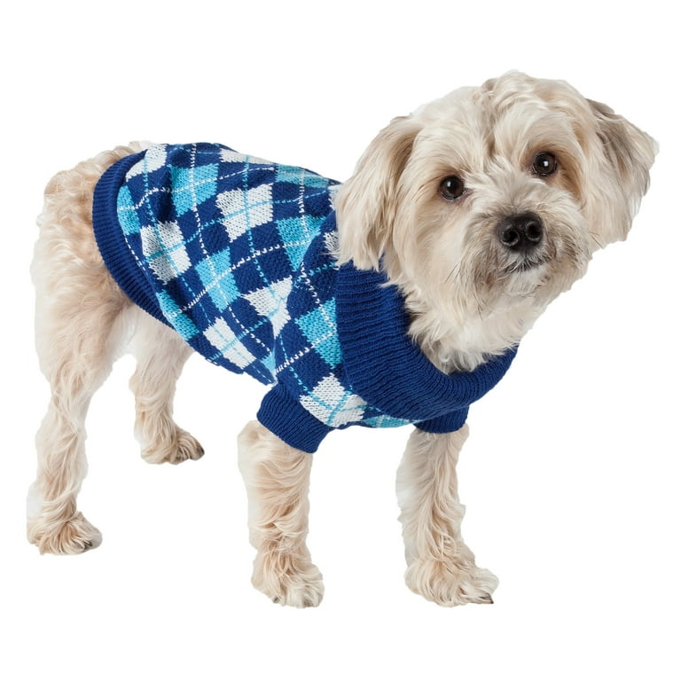 Pet Life Blue Argyle Knitted Dog Sweater Pet Life Blue Argyle Knitted Dog Sweater