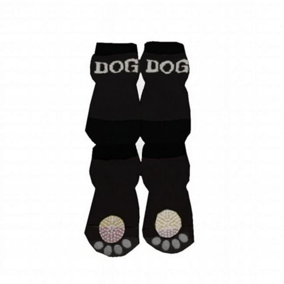 Pet Life  Black and White Dog Socks with Rubberized Soles - SM