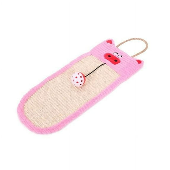 Pet Life CTY3PK Sisal & Jute Hanging Carpet Kitty Cat Scratcher Lounge with Toy, Pink - One Size