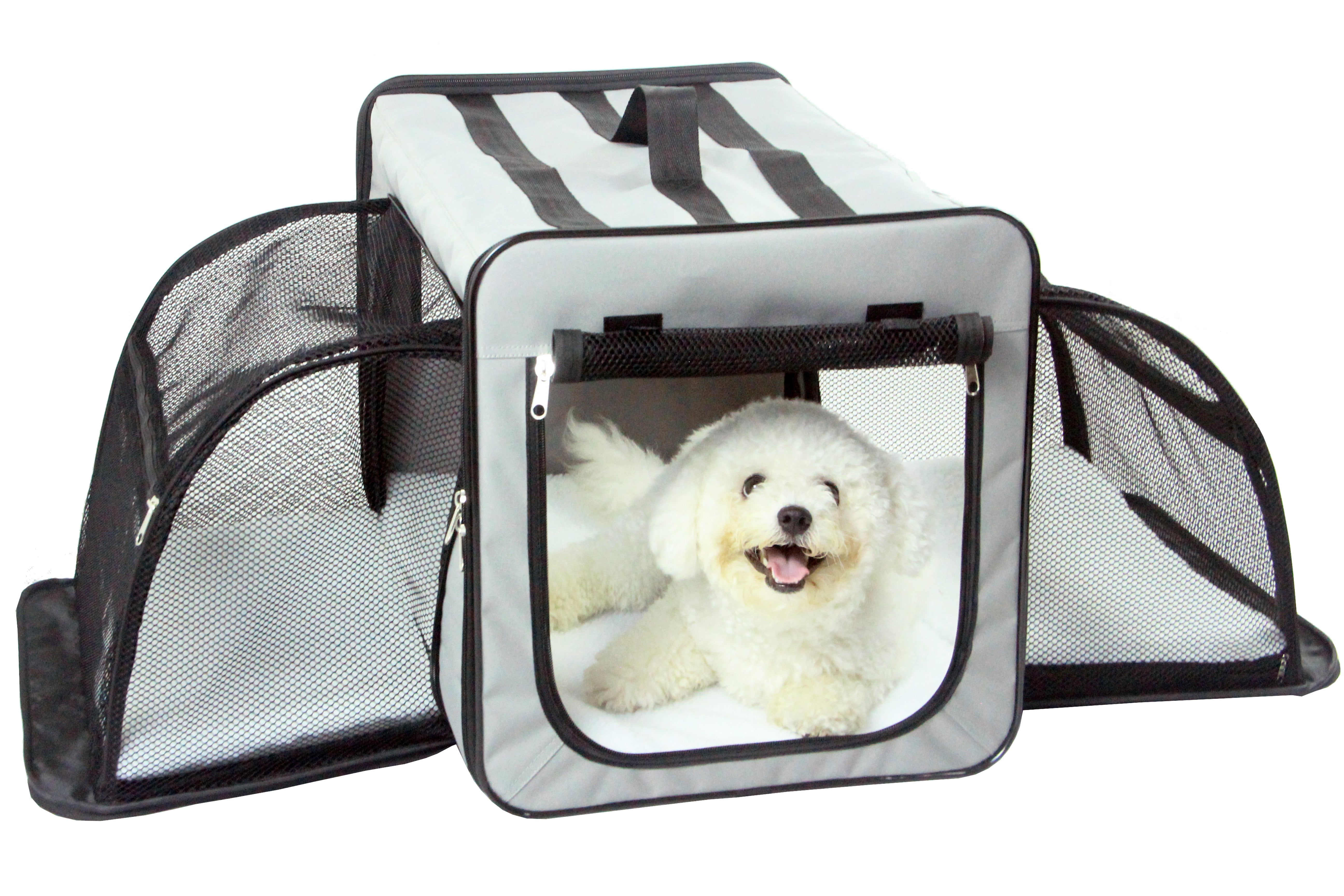 Pet Life H5GYMD Capacious Dual Expandable Wire Dog Crate, Grey - Medium