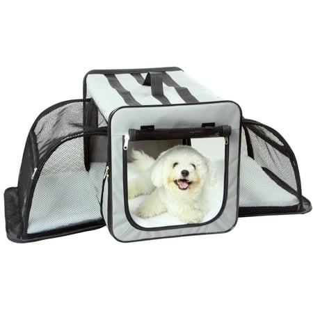 Pet Life H5GYMD Capacious Dual Expandable Wire Dog Crate, Grey - Medium