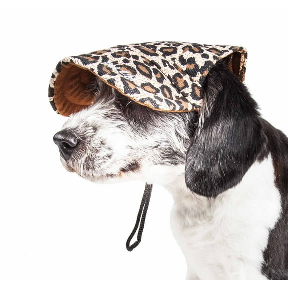 Pet Life ® 'Cheetah Bonita' Cheetah Patterned Uv Protectant Adjustable Fashion Dog Hat Cap