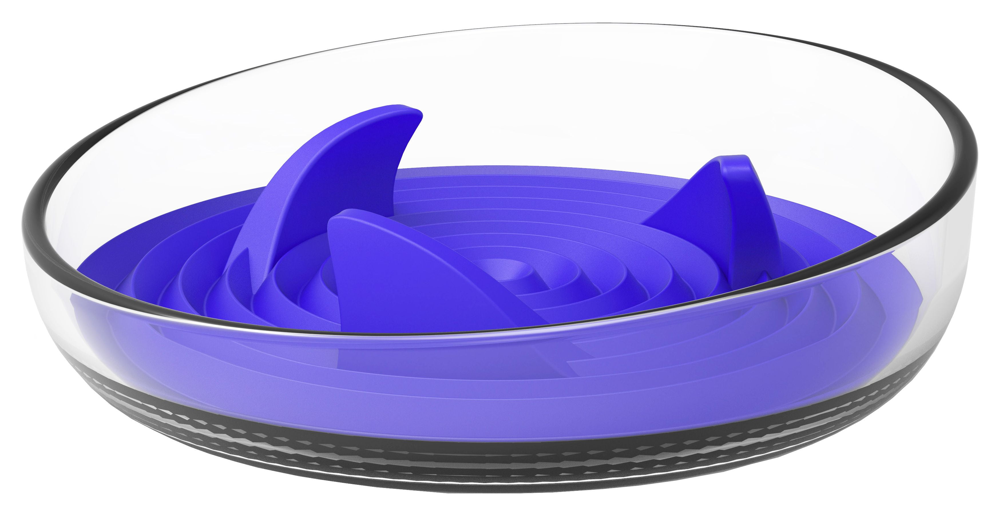 Blue Shark Fin Shaped Slow Feeding Pet Bowl with Silicone Insert