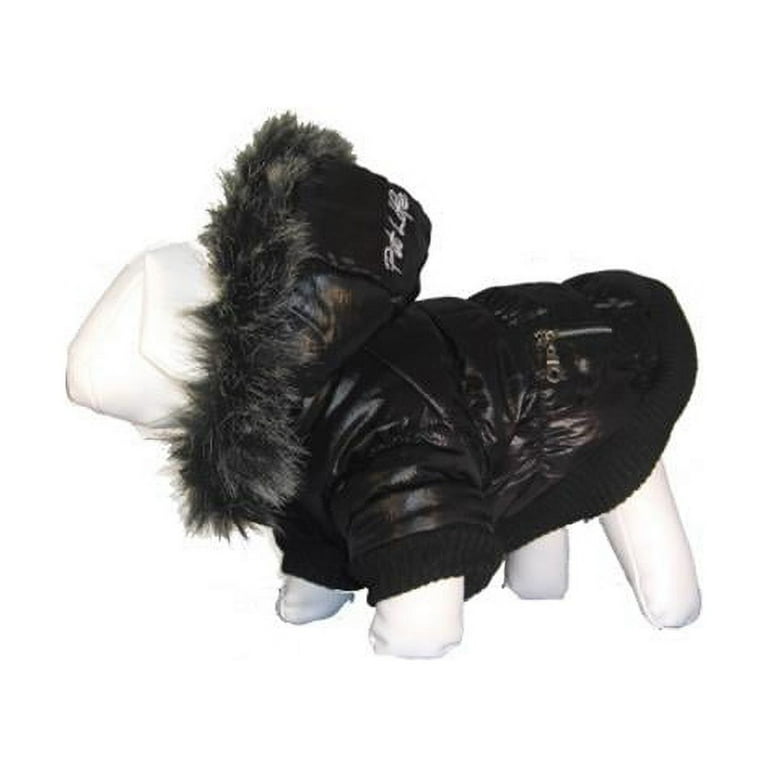 Pet Life Metallic Black Fashion Parka Insulated Dog Coat with Removable Hood Pet Life Metallic Black Fashion Parka Insulated Dog Coat with Removable Hood