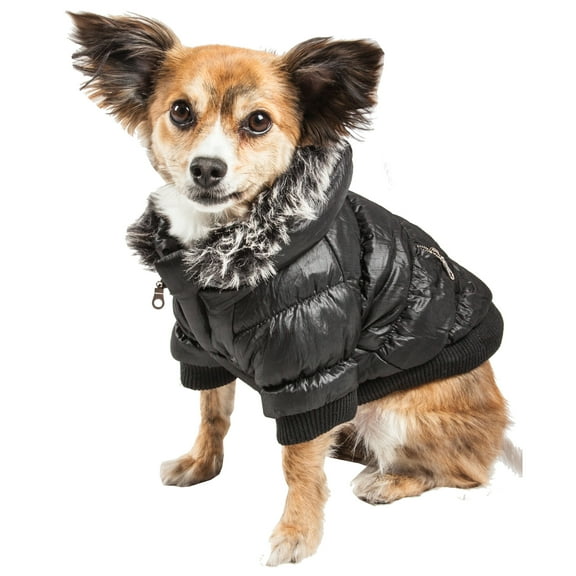 Pet Life ® Classic Metallic Fashion 3M Insulated Dog Coat Parka w/ Removable Hood
