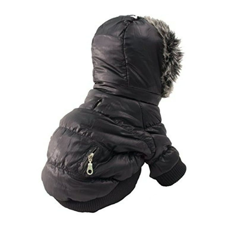 Pet Life Metallic Black Fashion Parka Insulated Dog Coat with Removable Hood Pet Life Metallic Black Fashion Parka Insulated Dog Coat with Removable Hood