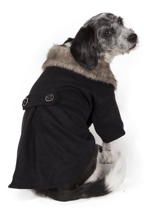 ® 'Coast-Guard' Buttoned Fashion Faux-Fur Collared Wool Dog Coat