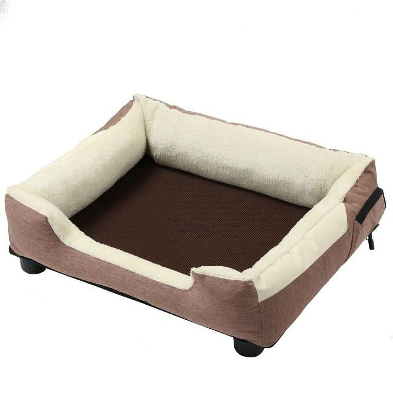 Medium Brown Faux Fur Electronic Heating and Cooling Pet Bed