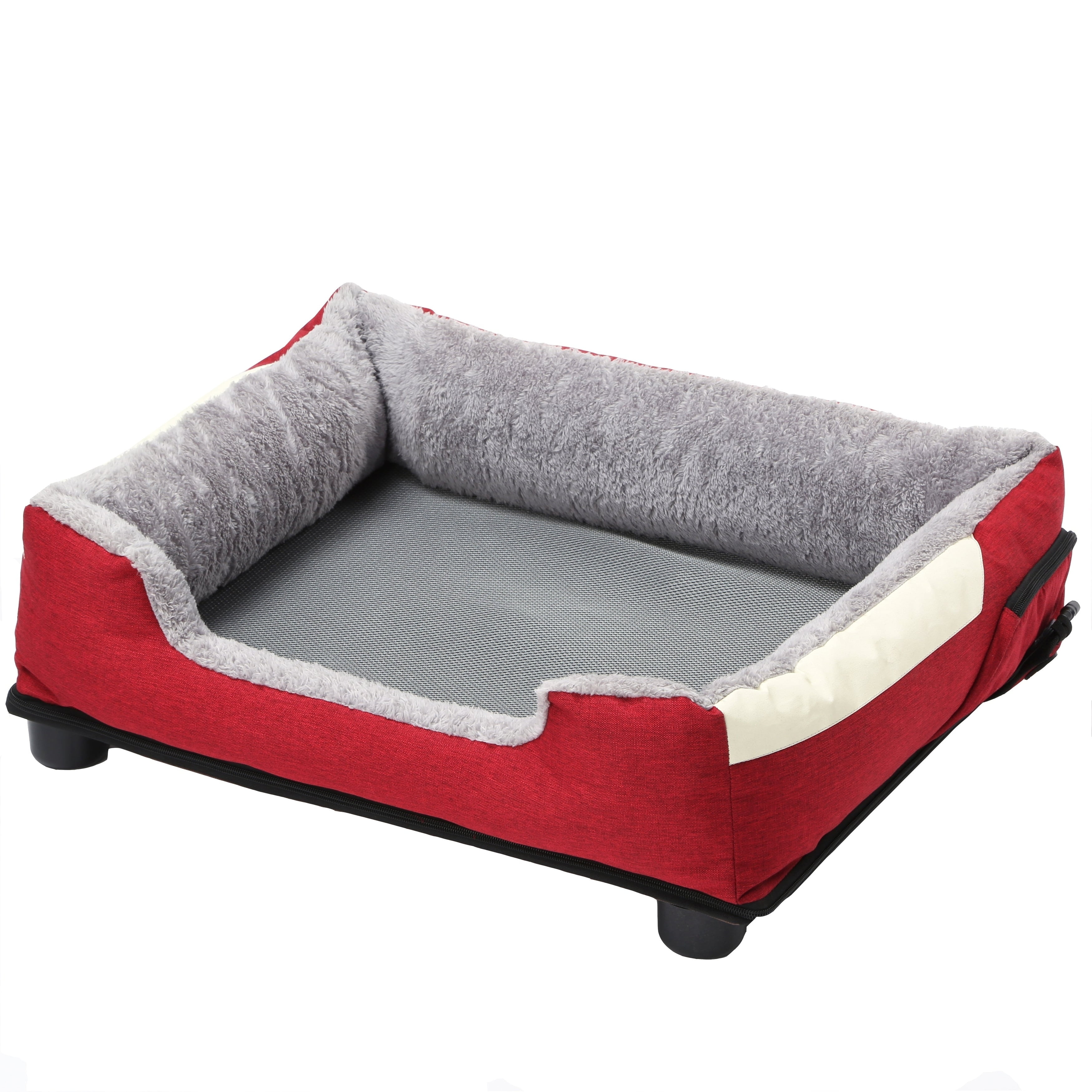 Medium Red Polyester-Nylon Heated and Cooled Pet Bed