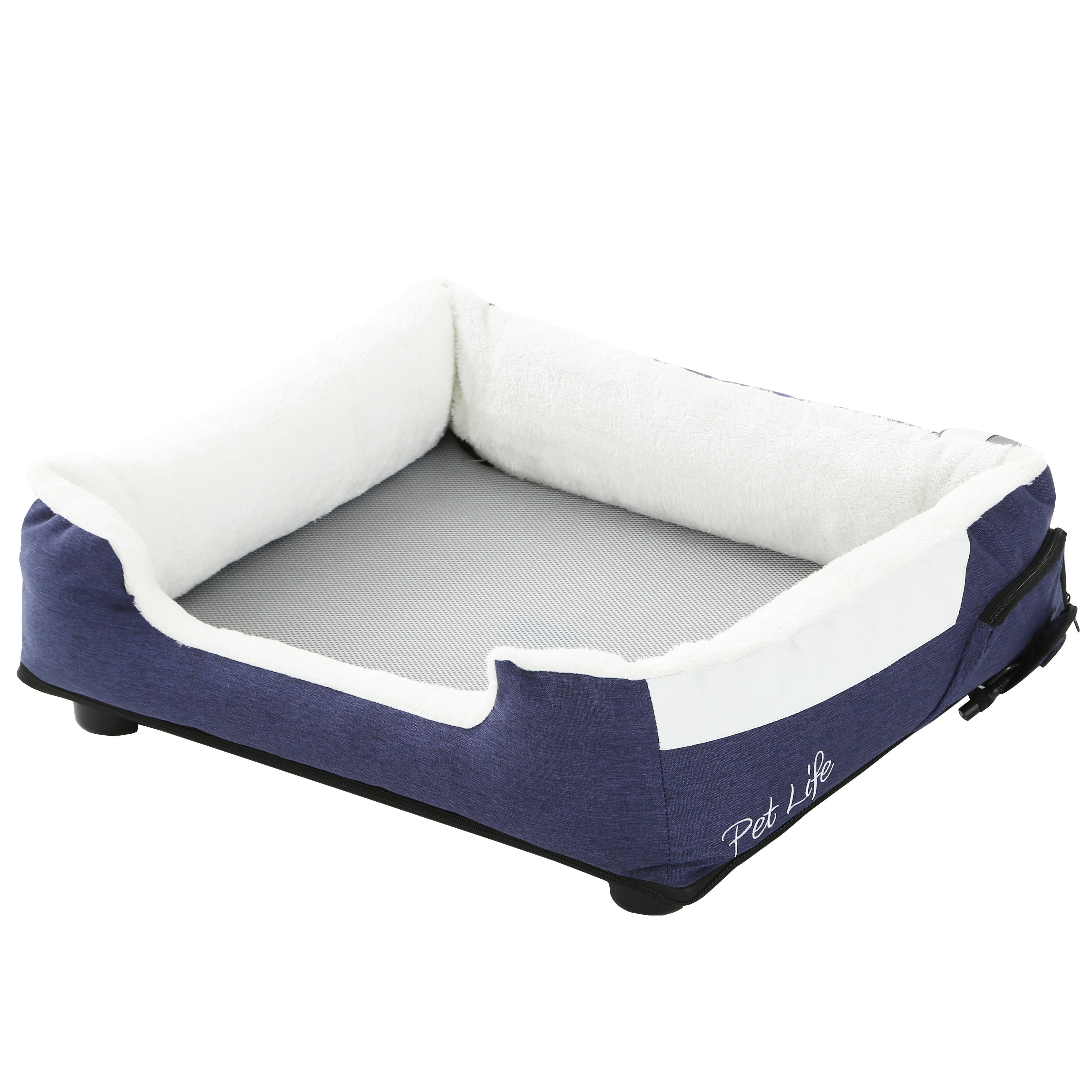 Medium Blue Faux-Fur Electronic Heating and Cooling Pet Bed