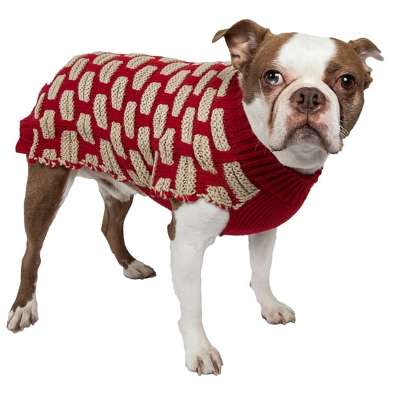 Pet Life ® Fashion Weaved Heavy Knit Designer Ribbed Turtle Neck Dog Sweater