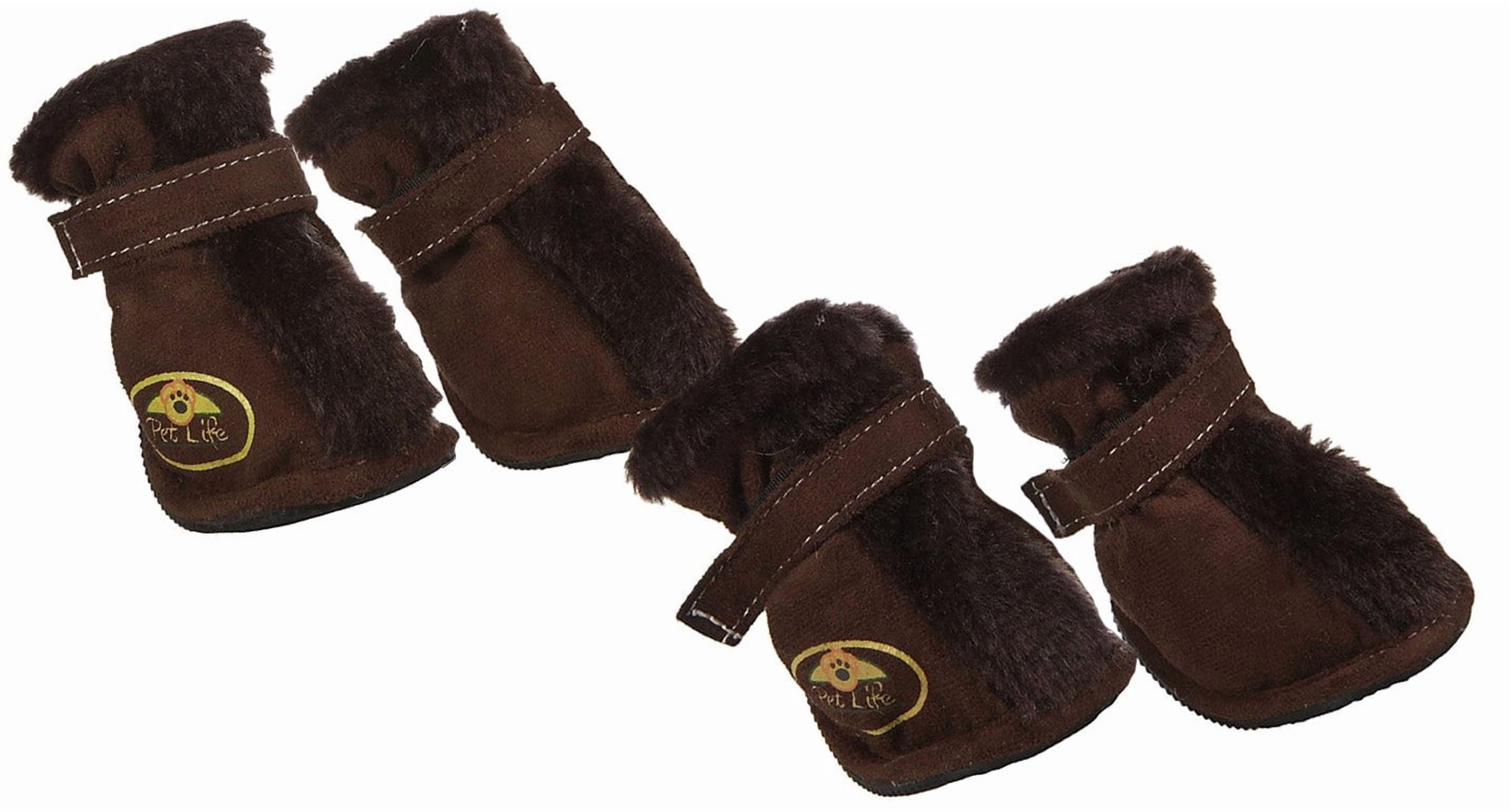 Pet Life ® Fur-Comfort 3M Insulated Fashion Fur and Suede Winter Dog Shoes Boots - Set of 4