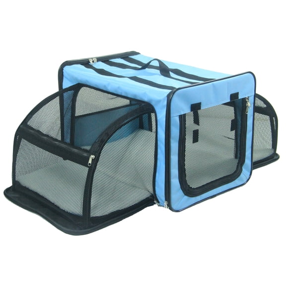 Pet Life ® 'Capacious' Dual-Sided Expandable Spacious Wire Folding Collapsible Lightweight Pet Dog Crate Carrier House
