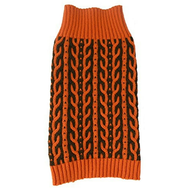 Pet Life Harmonious Dual Color Orange & Brown Weaved Heavy Cable Knitted Dog Sweater Pet Life Harmonious Dual Color Orange & Brown Weaved Heavy Cable Knitted Dog Sweater