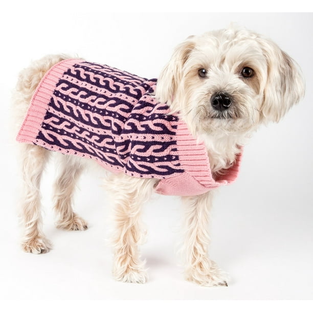 Pet Life Harmonious Dual Color Weaved Heavy Cable Knitted Fashion Designer Dog Sweater Walmart Business Supplies
