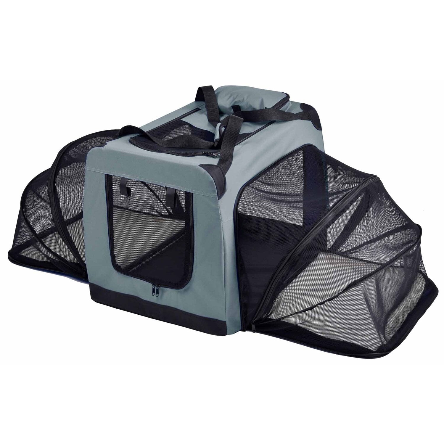 Pet Life Hounda Accordion Metal Framed Soft-Folding Collapsible Dual-Sided Expandable Pet Dog Crate, Dark Grey - Large