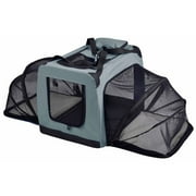 Pet Life Grey Hounda Accordion Metal Framed Soft-Folding Collapsible Expandable Dog Crate, 31.9" L X 22.8" W X 22.8" H