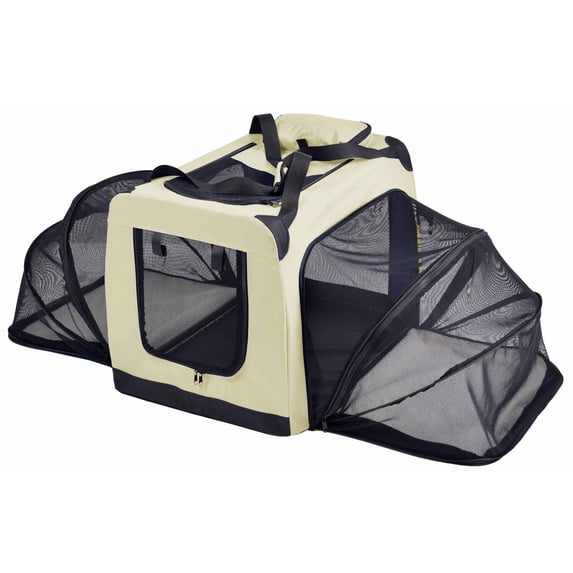 Pet Life ® 'Hounda Accordion' Metal Framed Soft-Folding Collapsible Dual-Sided Expandable Pet Dog Crate