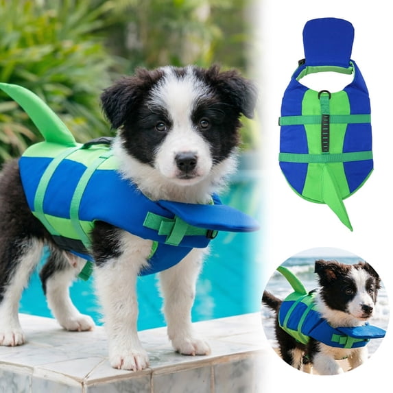 Pet Life Jacket for Small Medium Large Dogs Buoyant Swimming Vest with Tail Handle Adjustable Safety Flotation Device for Water Activities