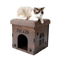Pet Life ® 'Kitty Kallapse' Collapsible Folding Kitty Cat House Tree Bed Ottoman Bench Furniture