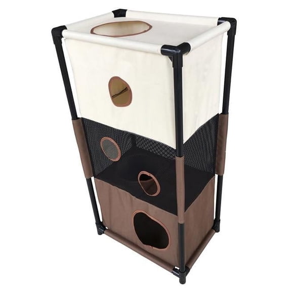 Pet Life ® 'Kitty-Square' Collapsible Travel Interactive Kitty Cat Tree Maze House Lounger Tunnel Lounge