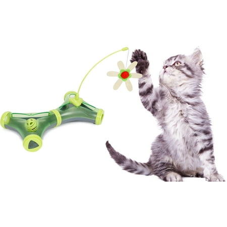 Pet Life Kitty-Tease Interactive Puzzle Cat Toy with Feather Teaser, Blue