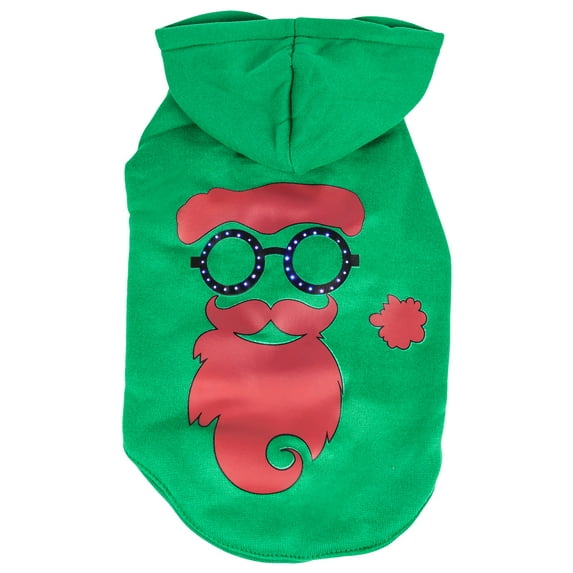 Pet Life ® LED Lighting 'Cool Santa Shades' Hooded Dog Costume Sweater w/ Included Batteries