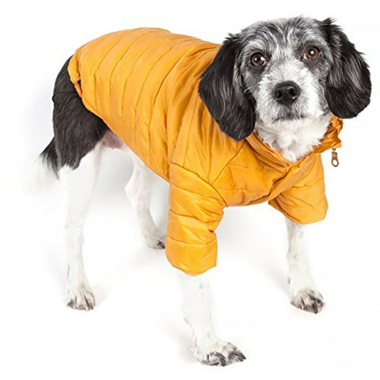 Pet Life Adjustable Yellow Sporty Avalanche Dog Coat with Pop Out Zippered Hood Pet Life Adjustable Yellow Sporty Avalanche Dog Coat with Pop Out Zippered Hood