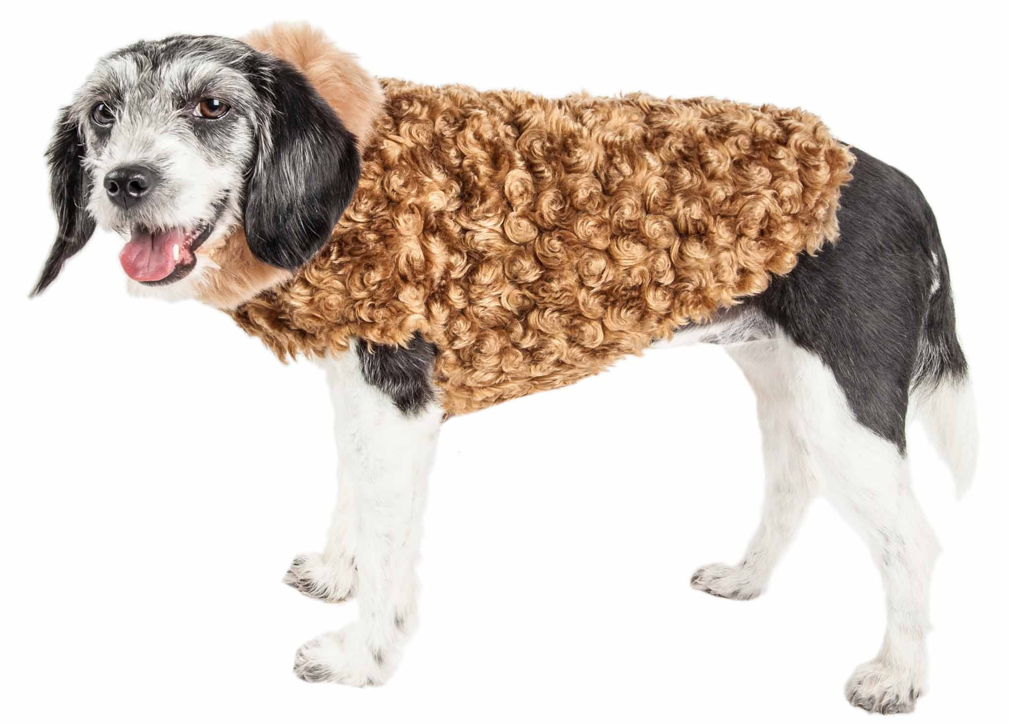 Pet Life Luxe 'Furpaw' Shaggy Elegant Designer Dog Coat Jacket - Large