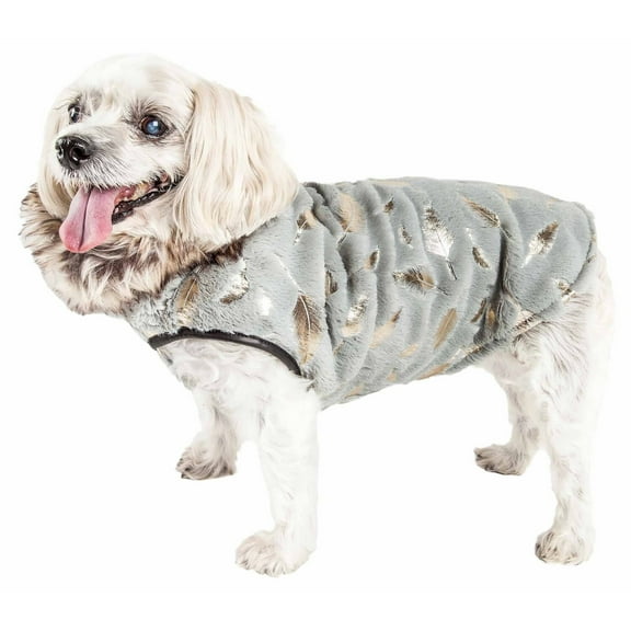 Pet Life ® Luxe 'Gold-Wagger' Gold-Leaf Fashion Designer Fur Dog Coat