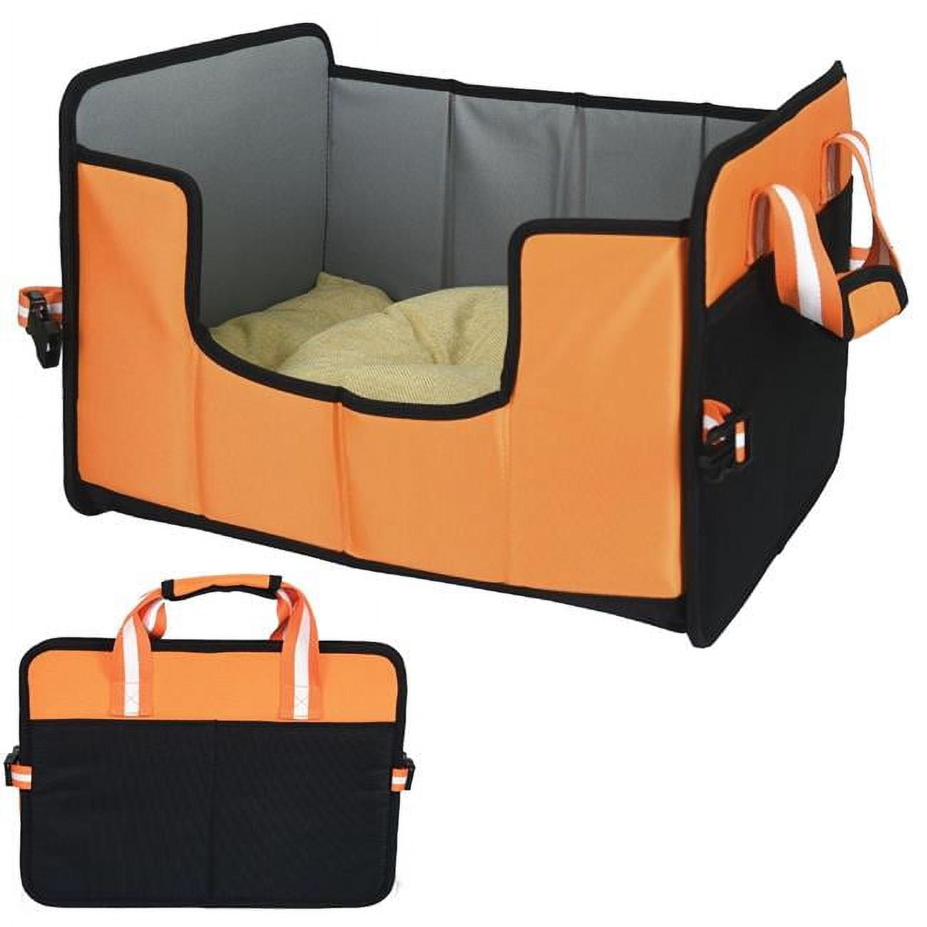 Large Orange Nylon Folding Travel Pet Bed
