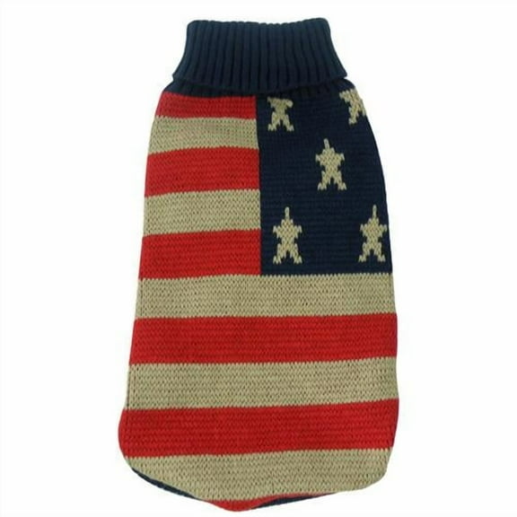 Pet Life ® 'Patriot Independence Star' Heavy Knitted Fashion Ribbed Turtle Neck Dog Sweater