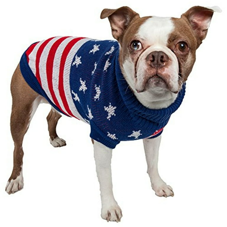 Pet Life Patriot Star Heavy Knitted Turtle Neck Dog Sweater Pet Life Patriot Star Heavy Knitted Turtle Neck Dog Sweater