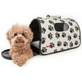 thumbnail image 1 of Pet Life ® Paw Patterned Airline Approved Zippered Folding Collapsible Travel Pet Dog Carrier, 1 of 8