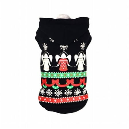 Pet Life Pet Life LED Lighting Patterned Holiday Hooded Sweater Pet Costume- Black - Small
