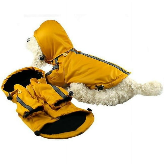 Pet Life Reflecta-Sport Rainbreaker Yellow LG - Lightweight & Adjustable Dog Rain Jacket with Fleece Lining
