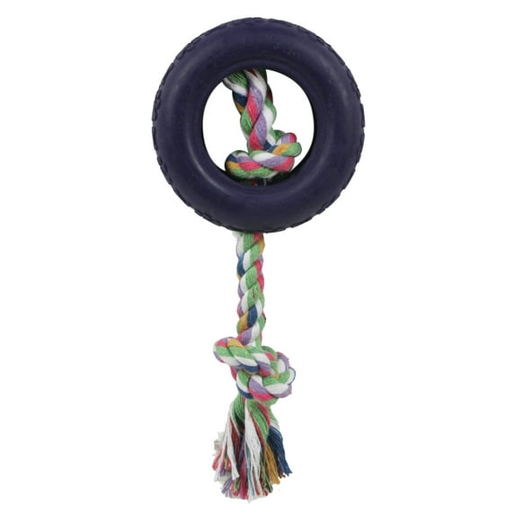 Pet Life ® Rubberized Chew Jute Rope and Tire Pet Dog Toy