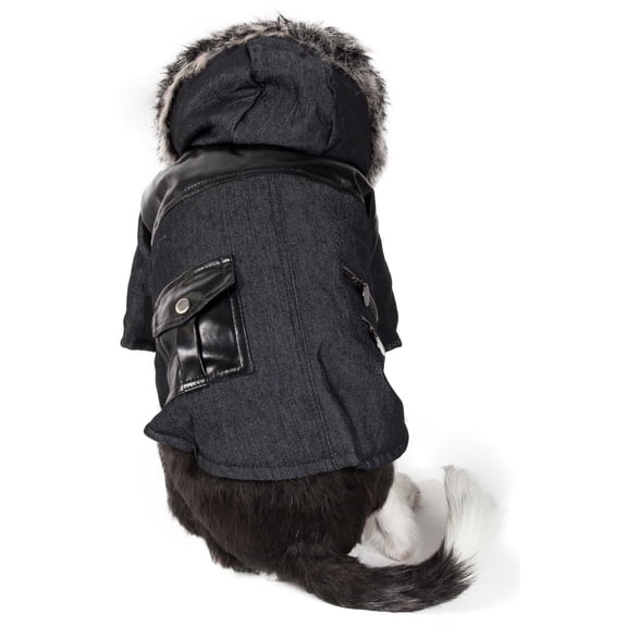 Pet Life 'Ruff-Choppered' Denim Fashioned Wool Dog Coat Jacket