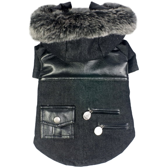 Pet Life ® 'Ruff-Choppered' Denim Fashioned Wool Dog Coat Jacket