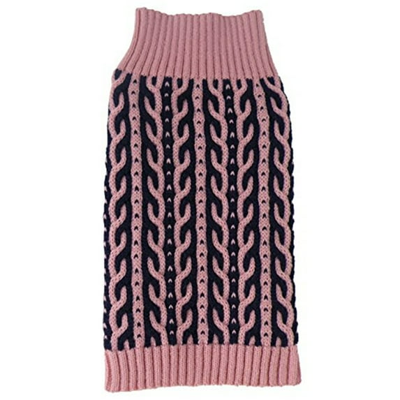 Pet Life ® 'Harmonious' Dual Color Weaved Heavy Cable Knitted Fashion Designer Dog Sweater