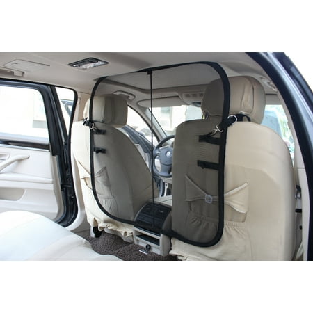 Pet Life Squared Easy-Hook Protective Mesh Folding Backseat Car Seat Safety Barrier For Dogs, Cats And Children