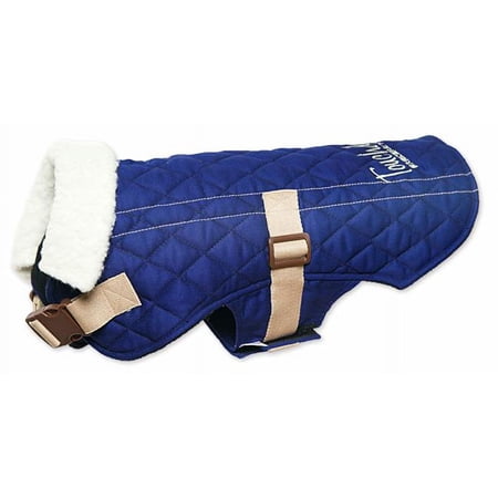 Pet Life Touchdog Original Sherpa-Bark Designer Fashion-Forward Dog Coat- Blue - Large